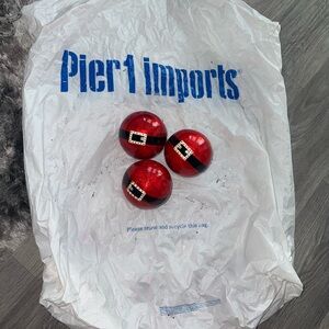 Pier 1 Imports Ruby Red Santa Belt Christmas Orbs